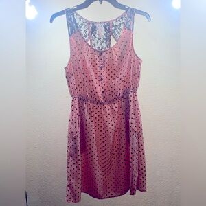 Pink Polka Dot Dress with Lace Detail